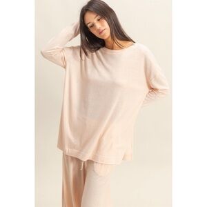 NWT Oversized Long-sleeve Tunic Top With Side Slits DUSTY PINK